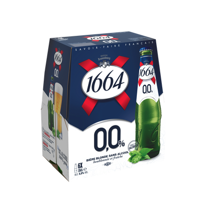 1664 Blonde Sans Alcool Bouteille Verre 25cl x 6