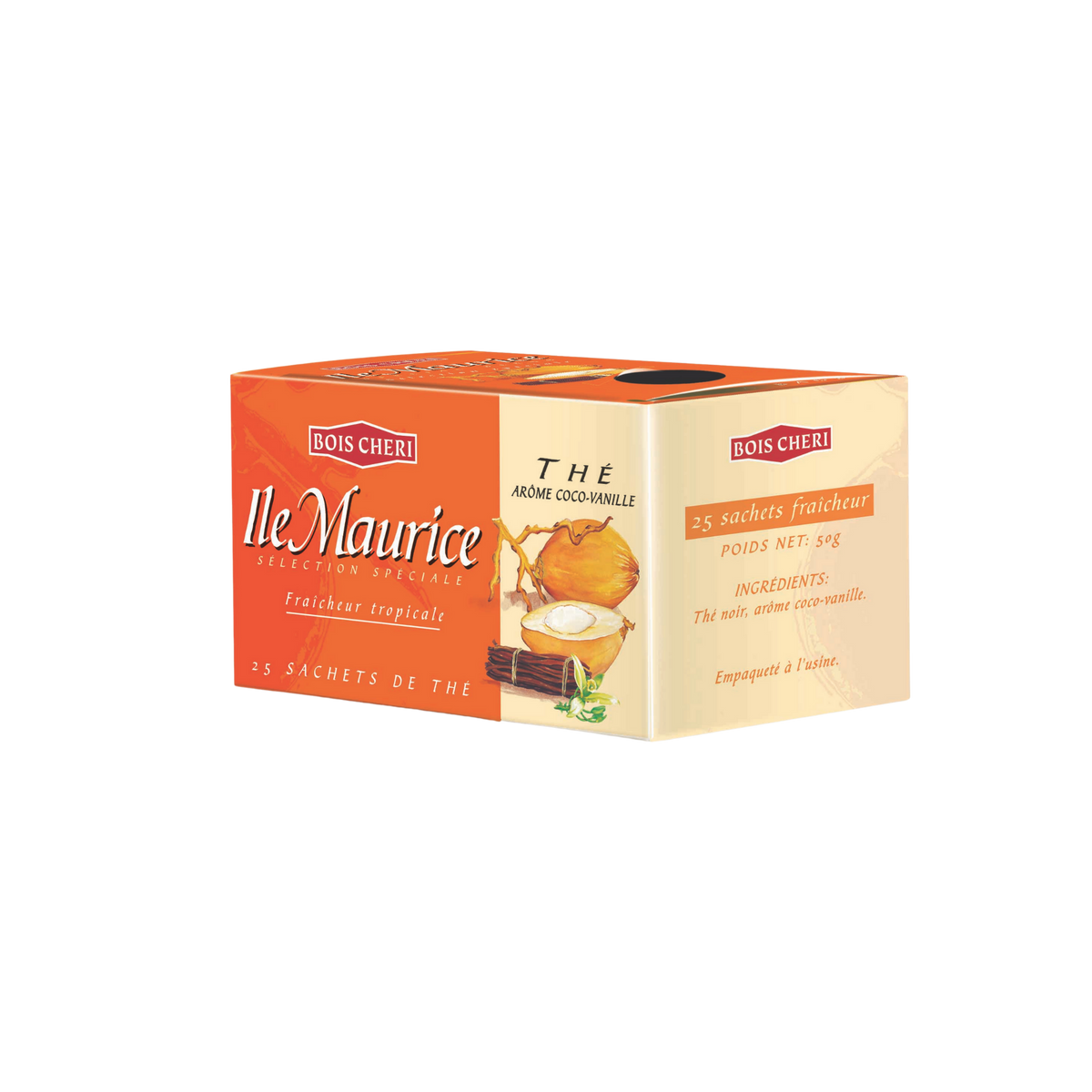Thé Boîte 50gr Coco Vanille x25 dosette Bois Cheri