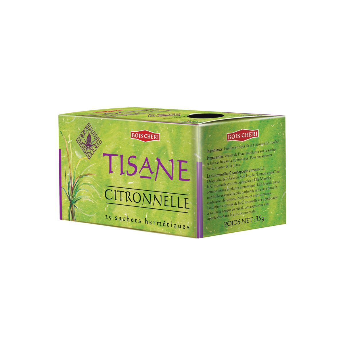 Tisane Boîte 35gr Citronelle x25 dosette Bois Cheri
